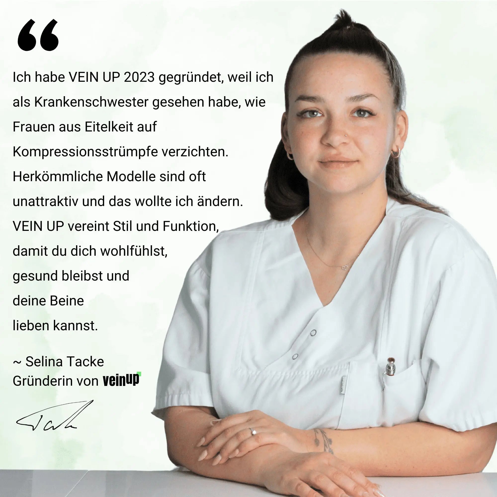 Warum VEIN UP gegründet wurde – Statement der Gründerin mit Bild