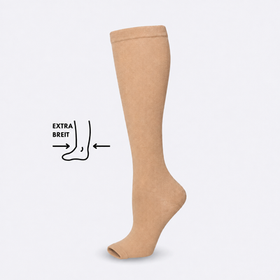 Kompressionsstrümpfe zehenfrei extra breit Beige